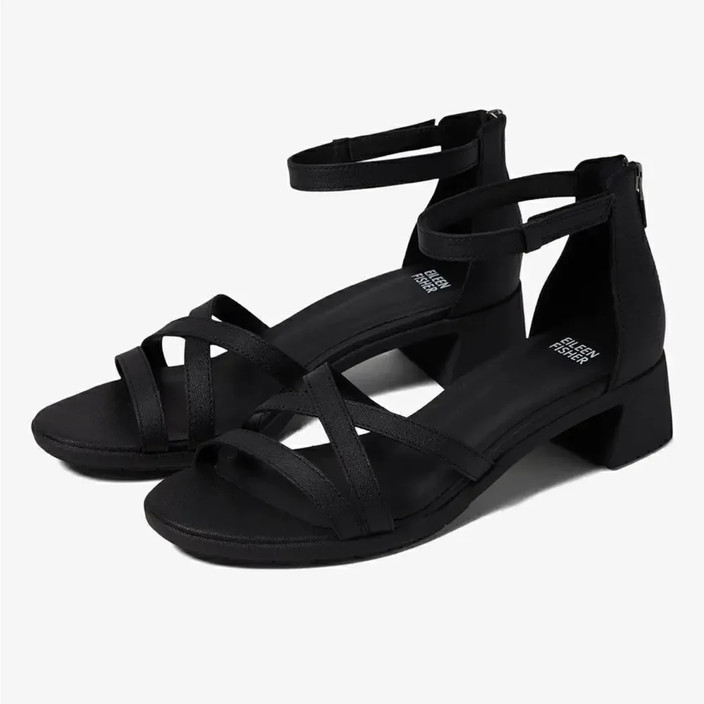 Eileen Fisher Noni Sandals with Ankle Strap in Black, 7.5 NWOB